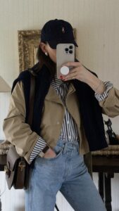 cropped trench coat polo ralph lauren hat shop wyeth timeless classic outfits style aesthetic jessi caparella jessi in san francisco 