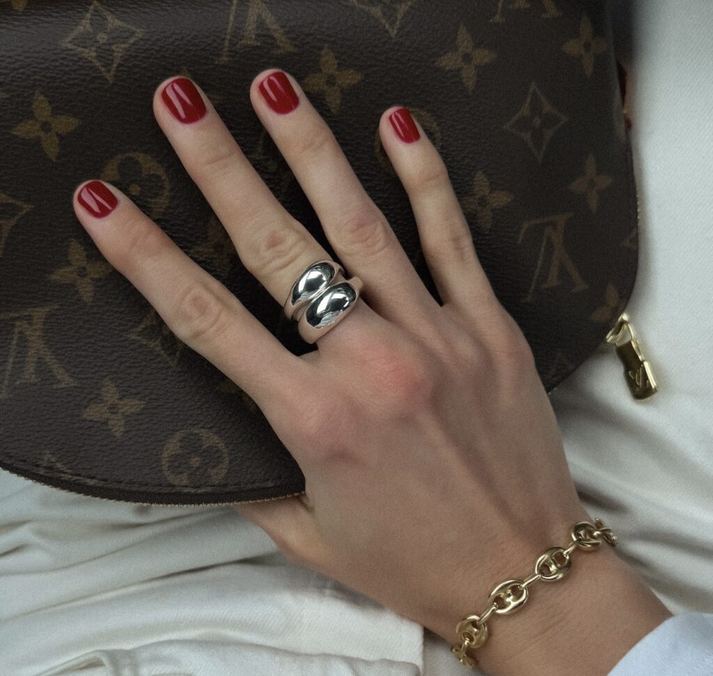 kinn jewelry silver ring stack on a hand, kinn jewelry 2026 discount code jessi10